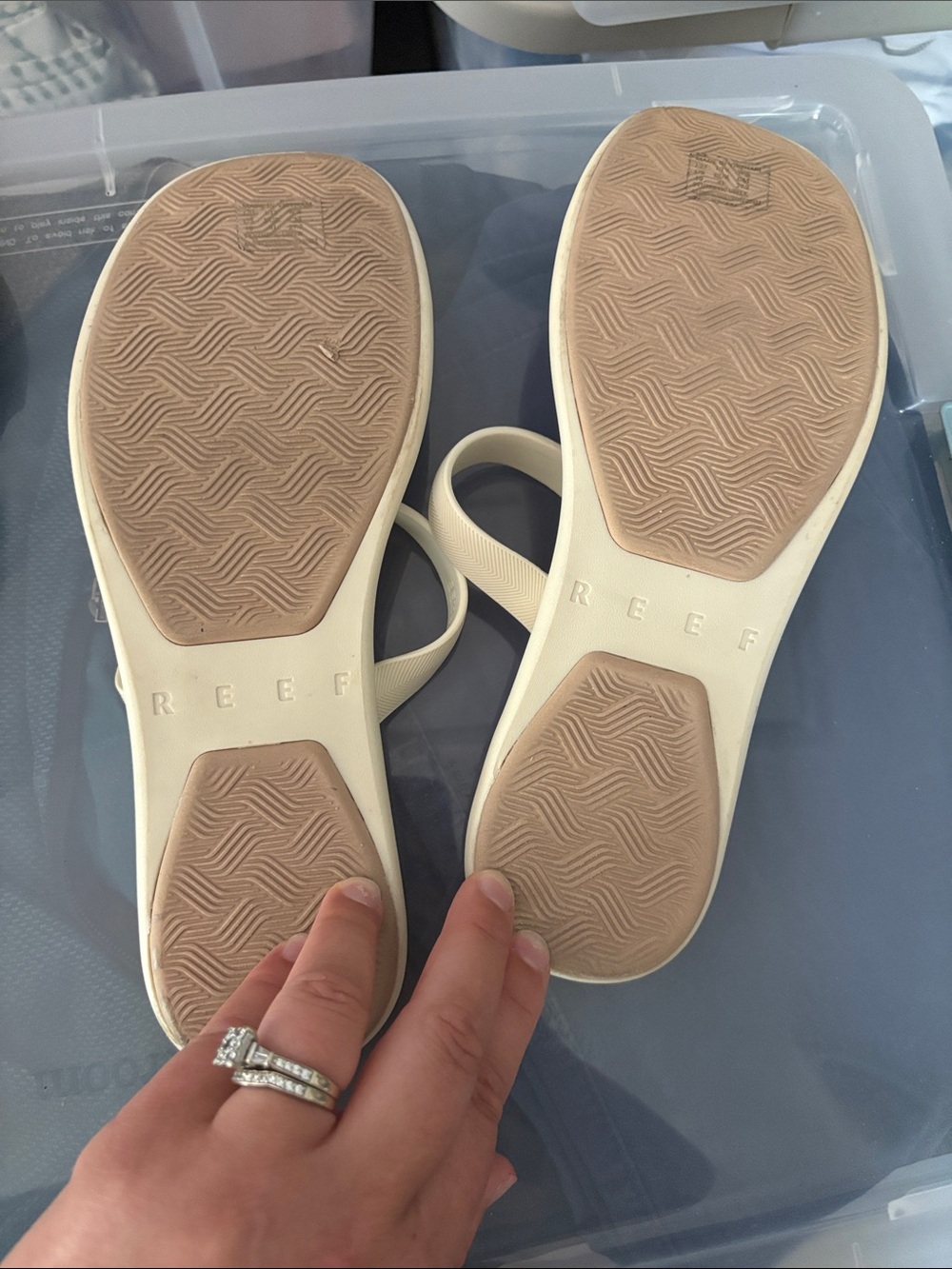 Reef Women's Cream/Tan Dual-Strap Slide Sandals - Picture 2 of 3